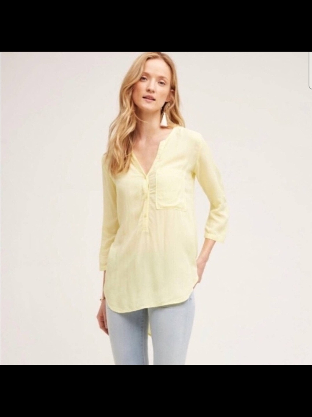 Anthropologie Cloth & Stone Yellow Split-Neck Tunic
